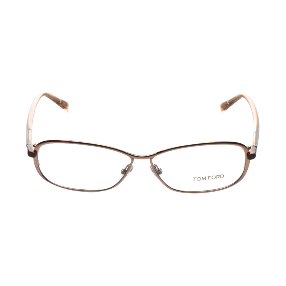 Tom Ford Designer Eyeglasses Shiny Peach Rose/Peach Shaded Brown Temples FT5161